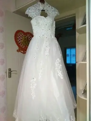Роскошное белое свадебное платье, бальное платье, vestidos De Noiva, с высоким воротом, из тюля, на шнуровке, на заказ, свадебные платья