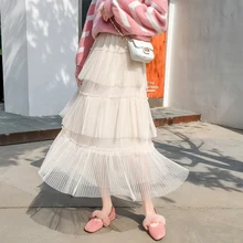 Сетчатые юбки трапециевидной формы с вуалью, осень/зима, новая юбка Joker, длинная юбка-торт феи