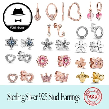 

2020 new FIT original authentic 100% 925 sterling silver pan earrings for women fashion luxury temperament jewelry party gift