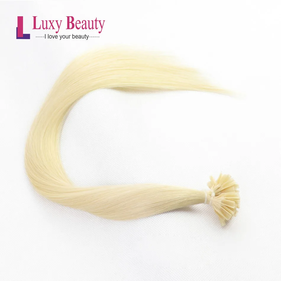 

LuxyBeauty Remy Nail Hair 0.6g/pc 14inches Fusion Hair Extensions Straight Machine Made Keratin Pre Bonded Human Hair 8 Color