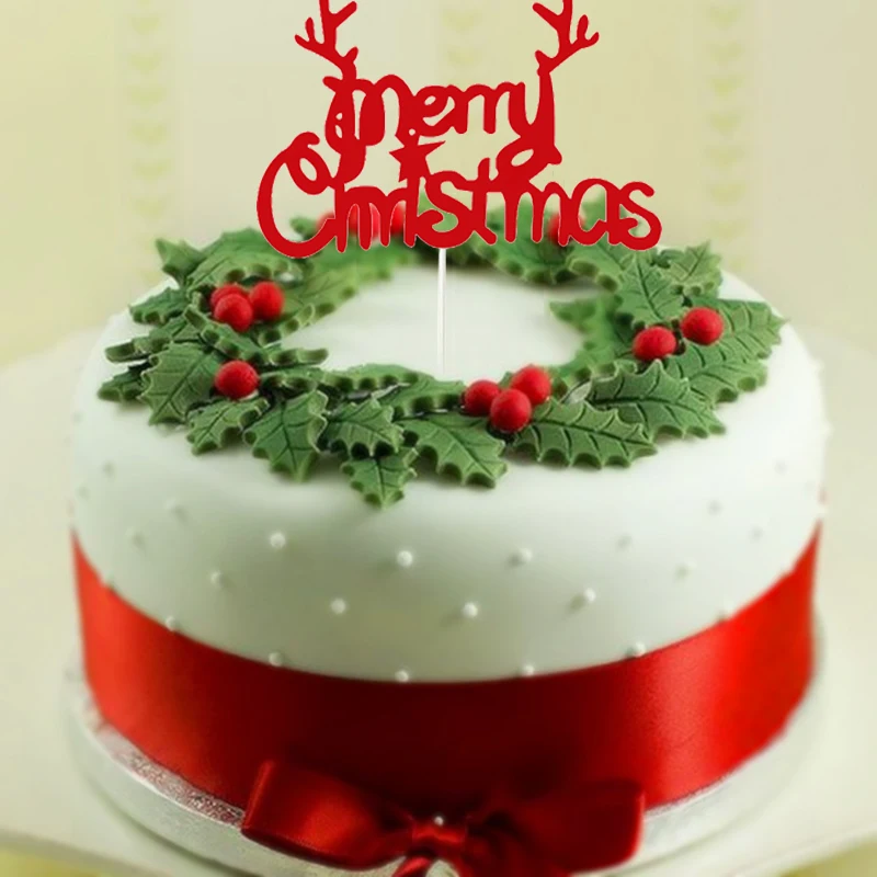 

1 pcs 2020 Merry Christmas Cake Topper New Year Decorations Cake Toppers Wapiti Merry Christmas Party Supplies Xmas Cake Flag