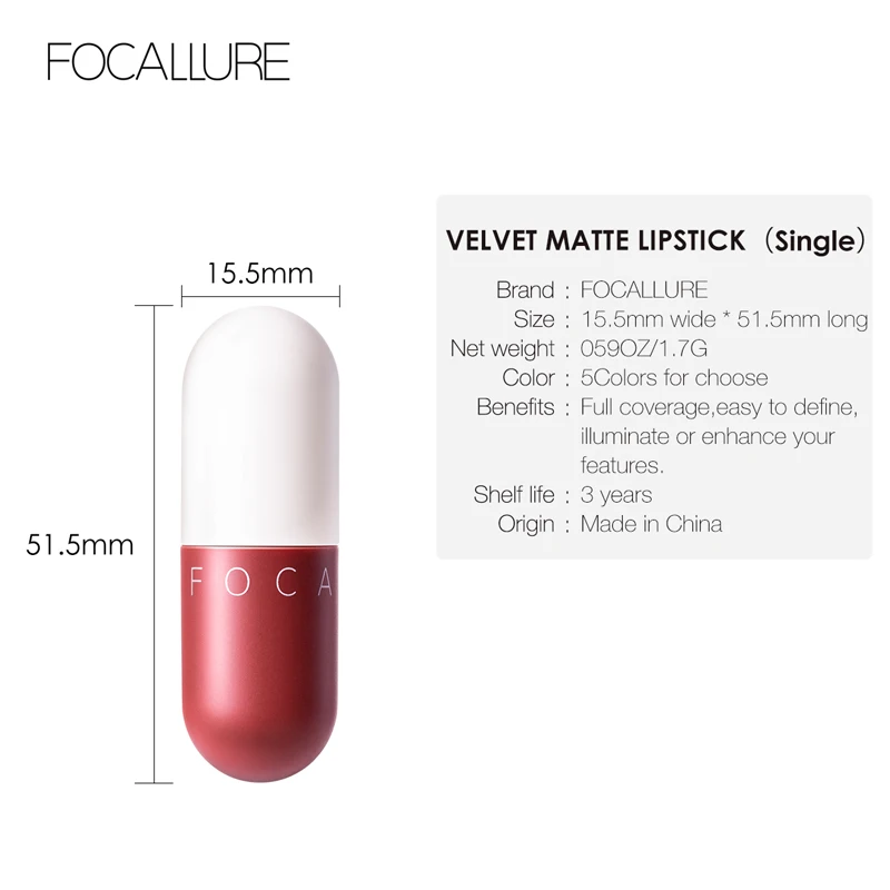 Focallure Matte губная помада бархатная текстура водонепроницаемый стойкий мини
