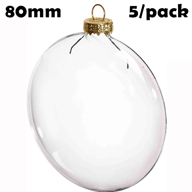 Promotion - 5/Pack DIY Paintable Christmas Decoration Ball 80mm Glass Disc Oval Ornament | Дом и сад