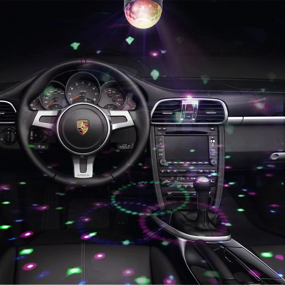 LED Car Bar Stage Light Mini Disco Ball Lights USB RGB Sound Lighting Activated DJ Projector Party Lights For Car Home KTV