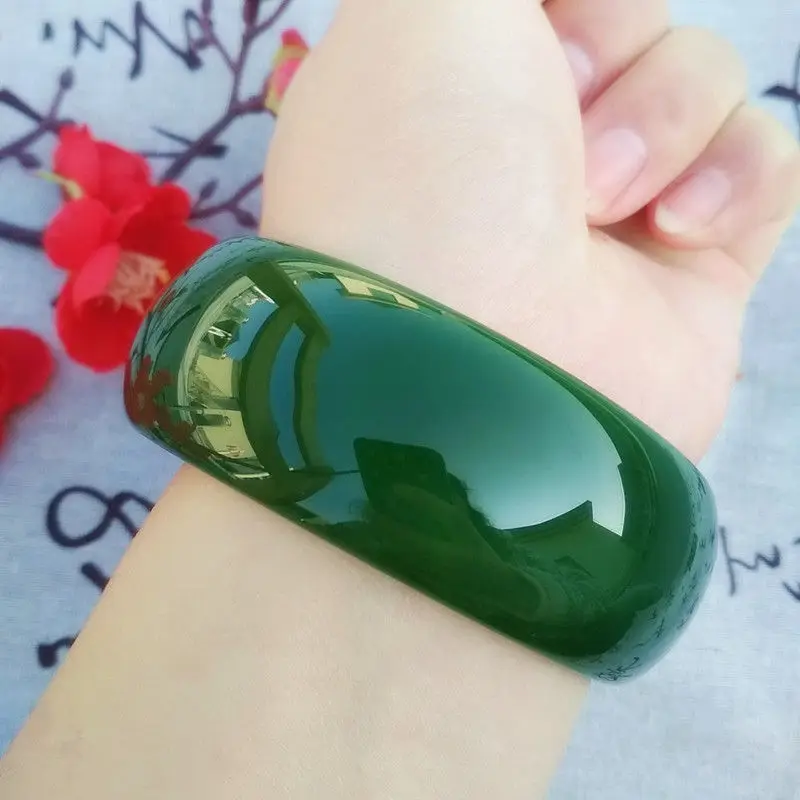 Zheru чистый натуральный Xinjiang Hetian Jasper 54 62 мм широкий браслет изысканный отправить