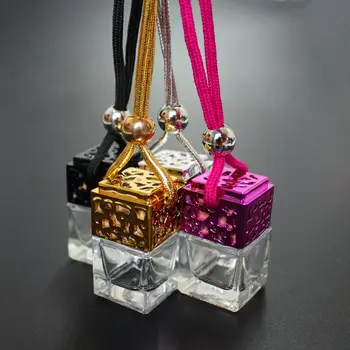 

10pcs/lot 6ML Car Perfume Bottle Glass Pendant Bottle Mini Refillable Bottle with Plastic Cap