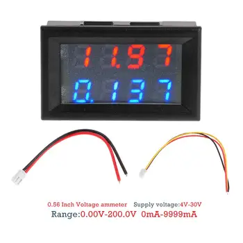 

0.28 Inch Digital DC Voltmeter Ammeter 4 Bit 5 Wires DC 200V 10A Voltage Current Meter Power Supply Red Blue LED Dual Display