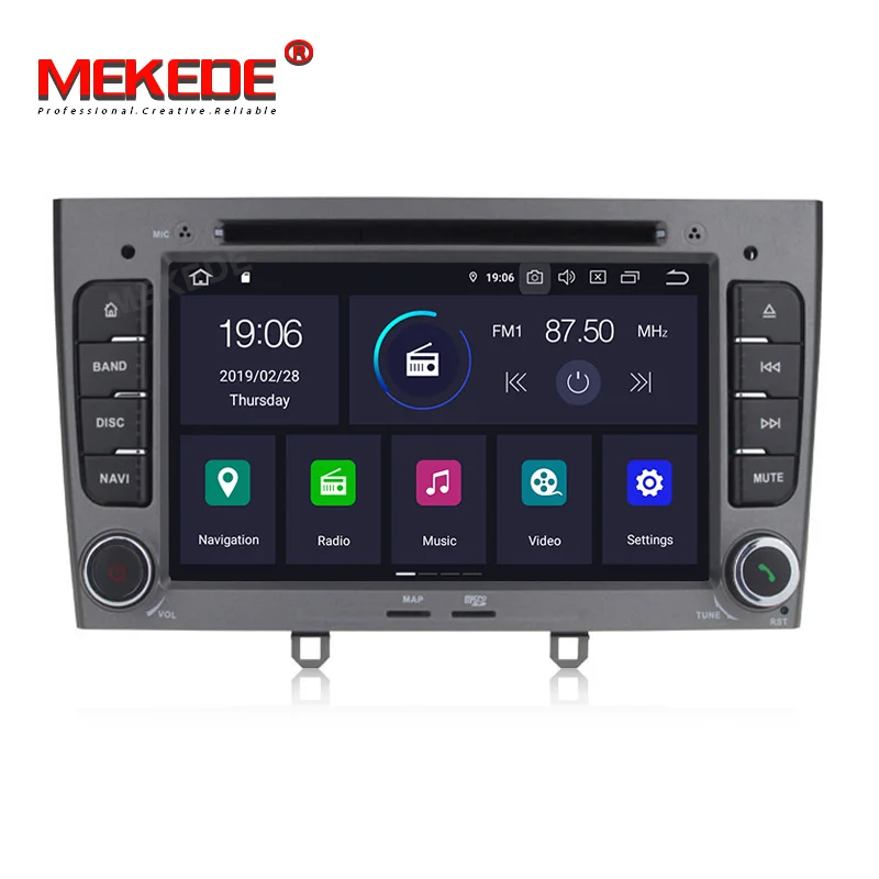 Perfect MEKEDE 7 inch 1024*600 8 Core Android 9.0 4G RAM 64GROM Multimedia Car dvd Player For Peugeot 308 408 with wifi radio GPS BT RDS 3