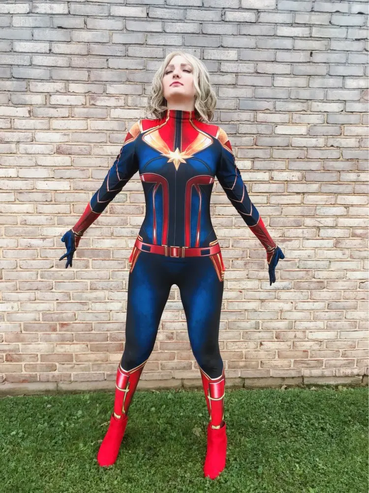 

2019 New Kids Surprise Captain Marvel Cosplay Costumes The Avengers 4 COS Top and Pants Daily Clothes Girls Birthday Party Gifts