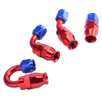 

SPEEDWOW AN8 Universal PTFE Hose End 8 AN 0/45/90/180 Degree Adapter Aluminum Fitting For PTFE Oil Fuel Line Red + Blue