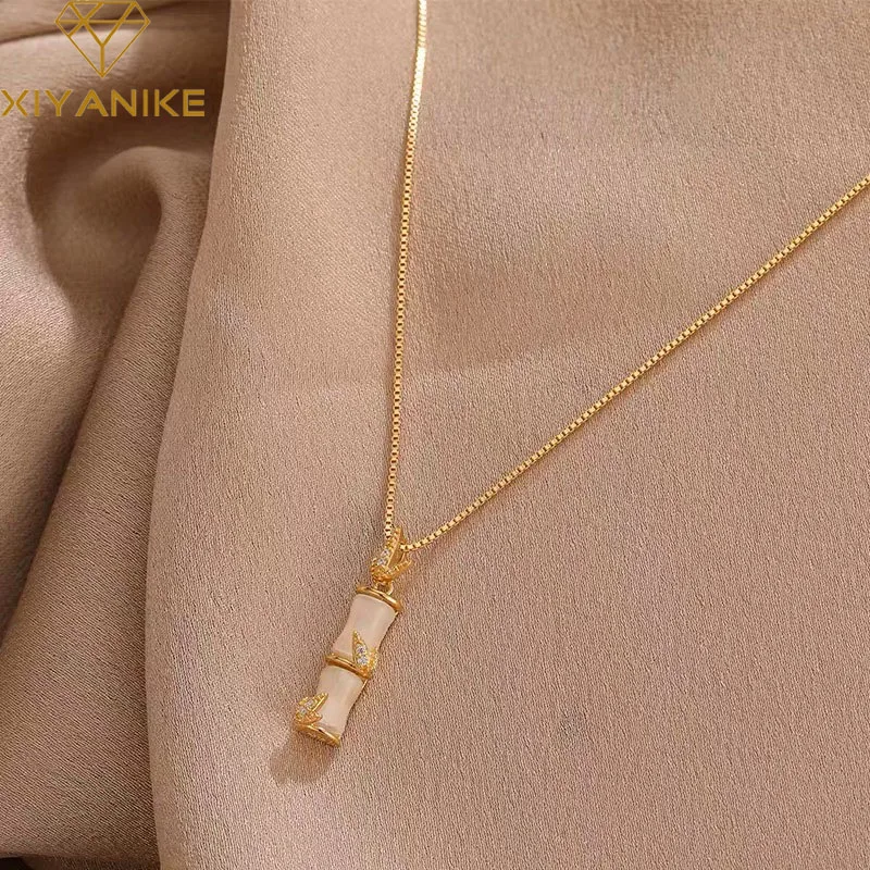 Цепочка с подвеской из бамбука для женщин серебристого цвета | Украшения и