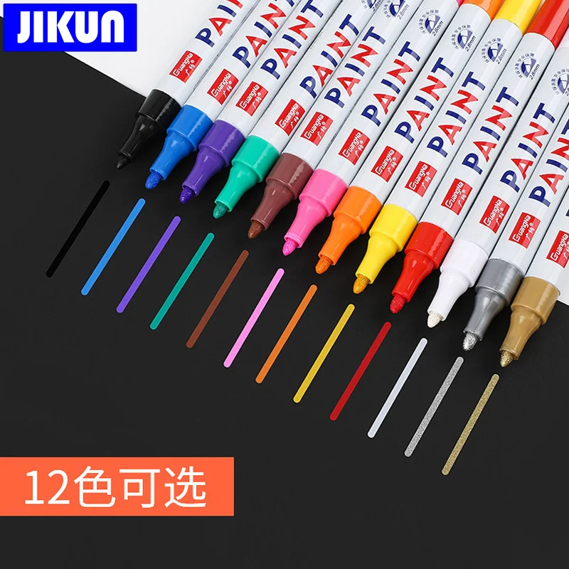 12colors Tire Paint Markers Graffiti Pens Permanent Art For Rock Metal Glass Pebble Waterproof Oil Marker