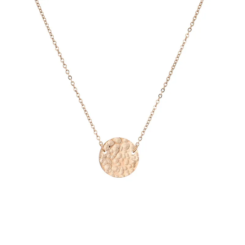 Rose Color CC ожерелье из нержавеющей стали для женщин круглая форма офисные Чокеры кулон простой изящный дизайн ювелирных изделий подарки YX14977 - Окраска металла: Rose Color