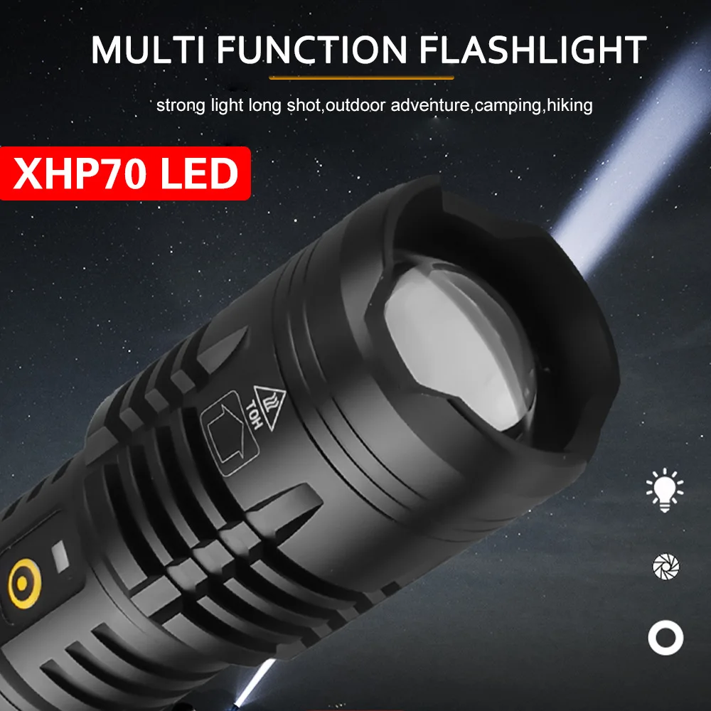 Фонарик ZHIYU Power ful XHP 70 светодиодный ультра яркий USB перезаряжаемый с зарядкой