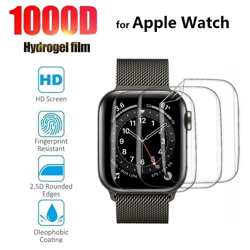 3 piezas lamina de hidrogel protector pantalla para Apple Watch 4 5 6 SE 44mm 40mm 1 2 3 42mm 38mm (no cristal) lámina protectora de pantalla