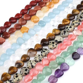 

Love Heart Natural Stone 10X10mm Red Jasper Rose Quartz Aventurine Jade Beads For Jewelry Making DIY Bracelet Necklace 15 inch