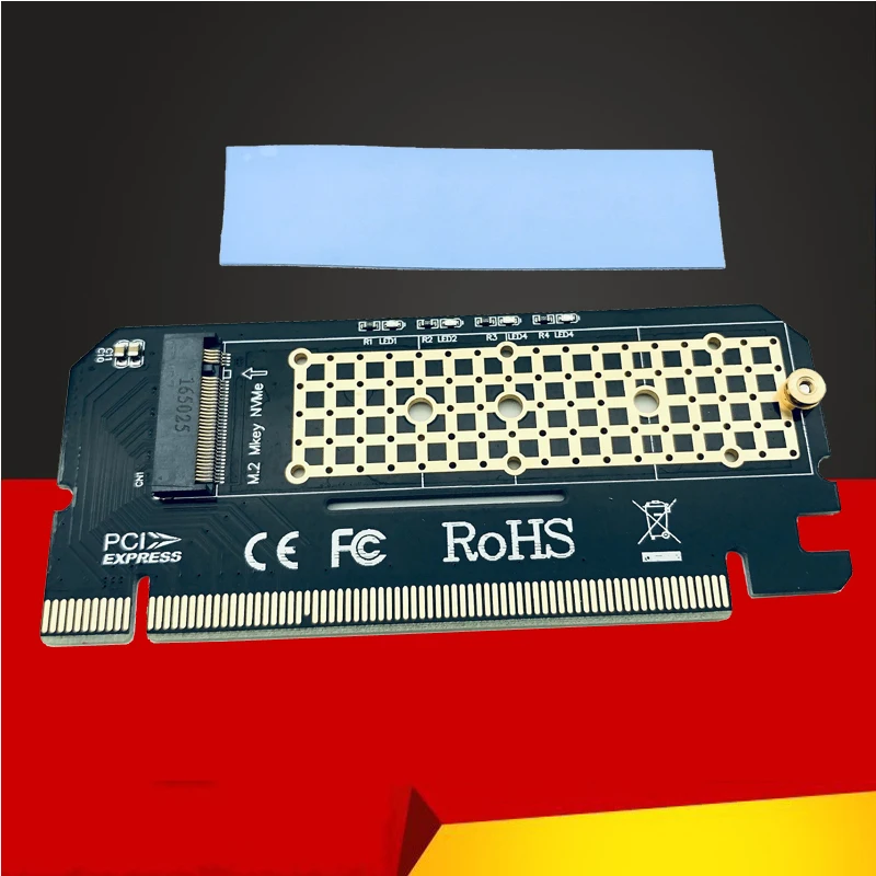 

New arrival aluminium alloy shell Led Expansion Card Computer Adapter Interface M.2 NVMe SSD NGFF To PCIE 3.0 X16