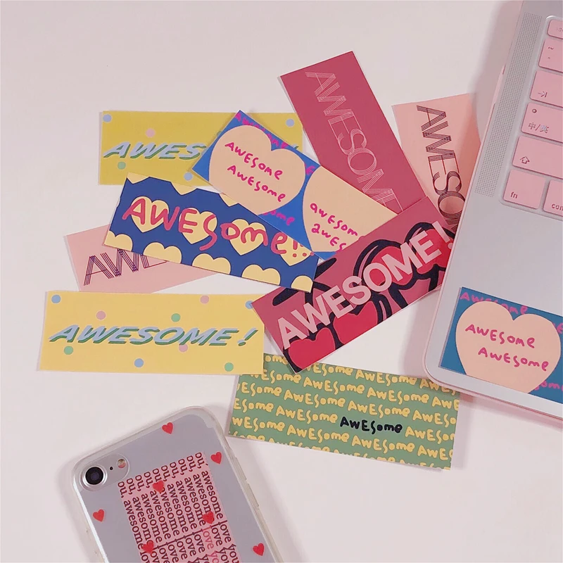 

Ins Pink Series Simple Words Heart Decorative Sticker Cute Girl Laptop Mobile Phone Shell Sealing Stickers Diy Kawaii Stationery