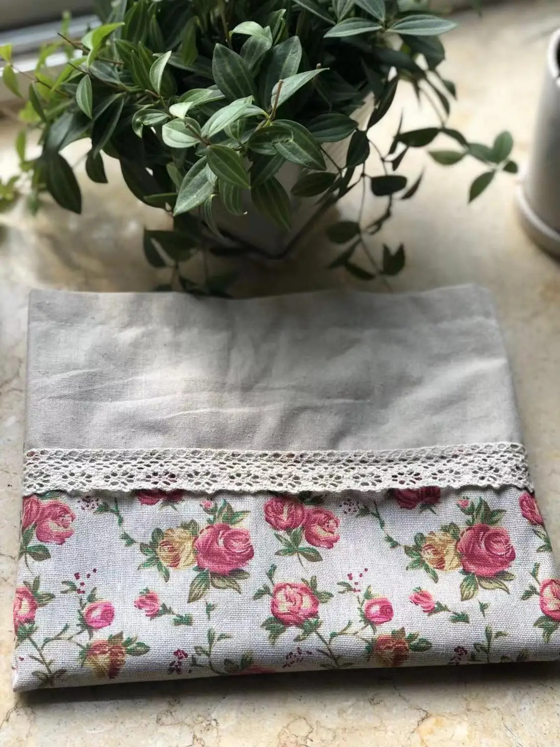 Korean Style  Cotton Linen Roses Printed Lace Short Curtain /Door Curtain  Kitchen /Bathroom Decorative  Partition Curtain 5
