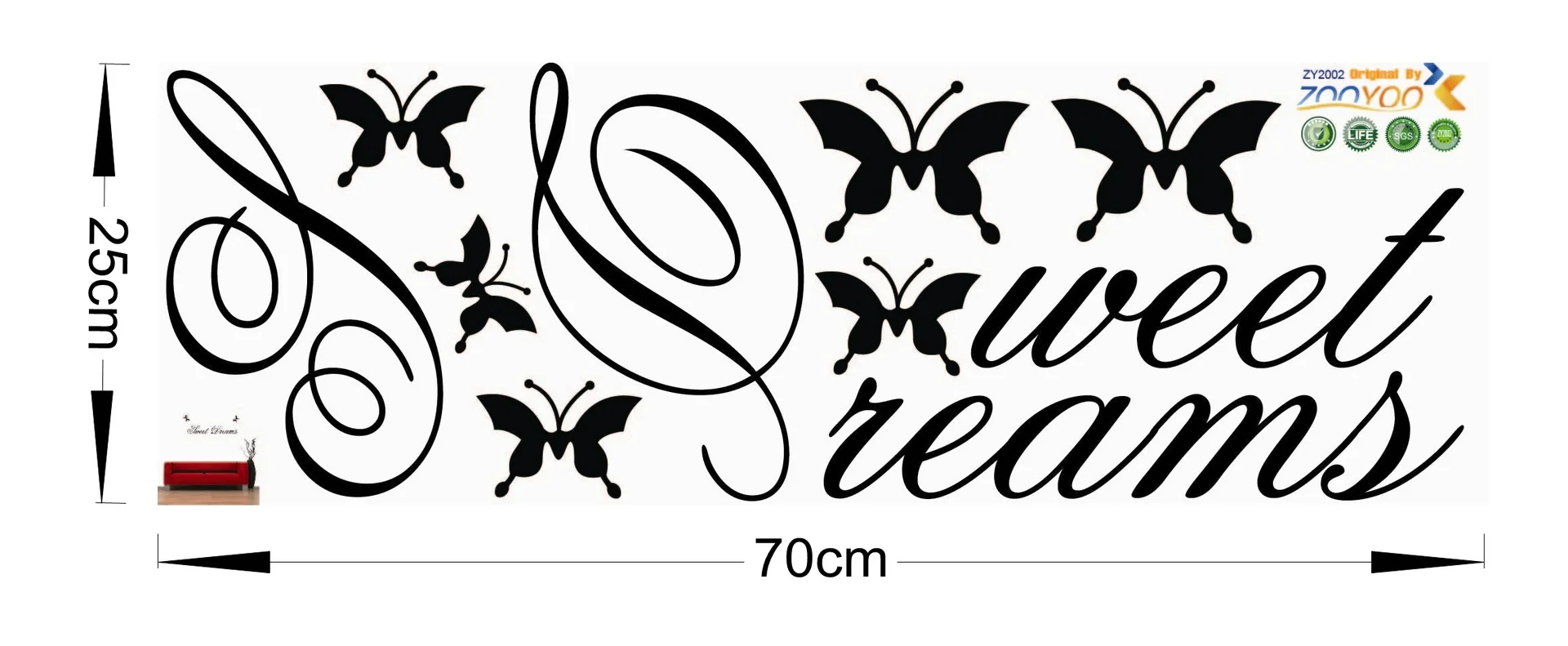 ZY2002/Sweet Dreams 120cm Envelope Version/Home Decoration Wall Stickers Entrance Wall