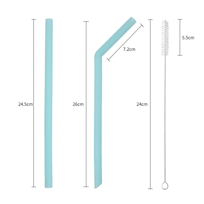 LBER 1Set 12 Pcs Big Silicone Straws Reusable Silicone Drinking Straws with Cleaning Brushes Great for Milk Coffee Juice Smoothi