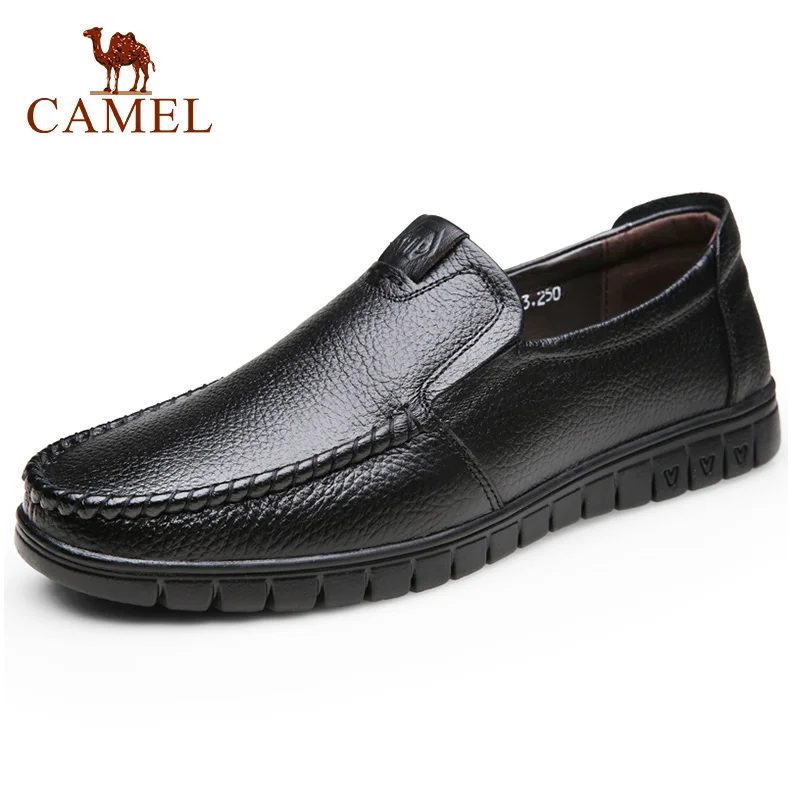 $18.68 Camel Spring Men Shoes Leather Men's Loafers Non-Slip Casual Middle-Aged Wear-Resistant Soft Bottom