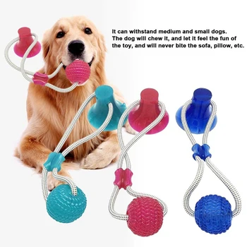 

Pet Cats Dogs Interactive Suction Cup Push TPR Ball Toys Elastic Ropes Pet Tooth Cleaning Chewing Playing IQ Treat Puppy Toys