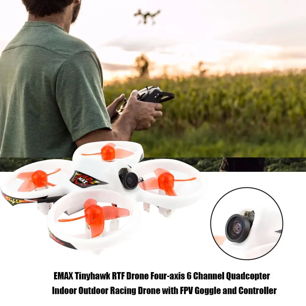 Для EMAX Tinyhawk RTF Дрон вертолет 6-канальный Квадрокоптер для дома и улицы гоночный Дрон с видом от первого лица с очками и контроллер