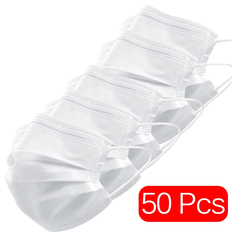 

50 - 10 pcs Face Mask disposable Masks Respirator Disposable Mouth Masks 3 Layer Elastic Earloop Protection Masks PK FFP3 KF94