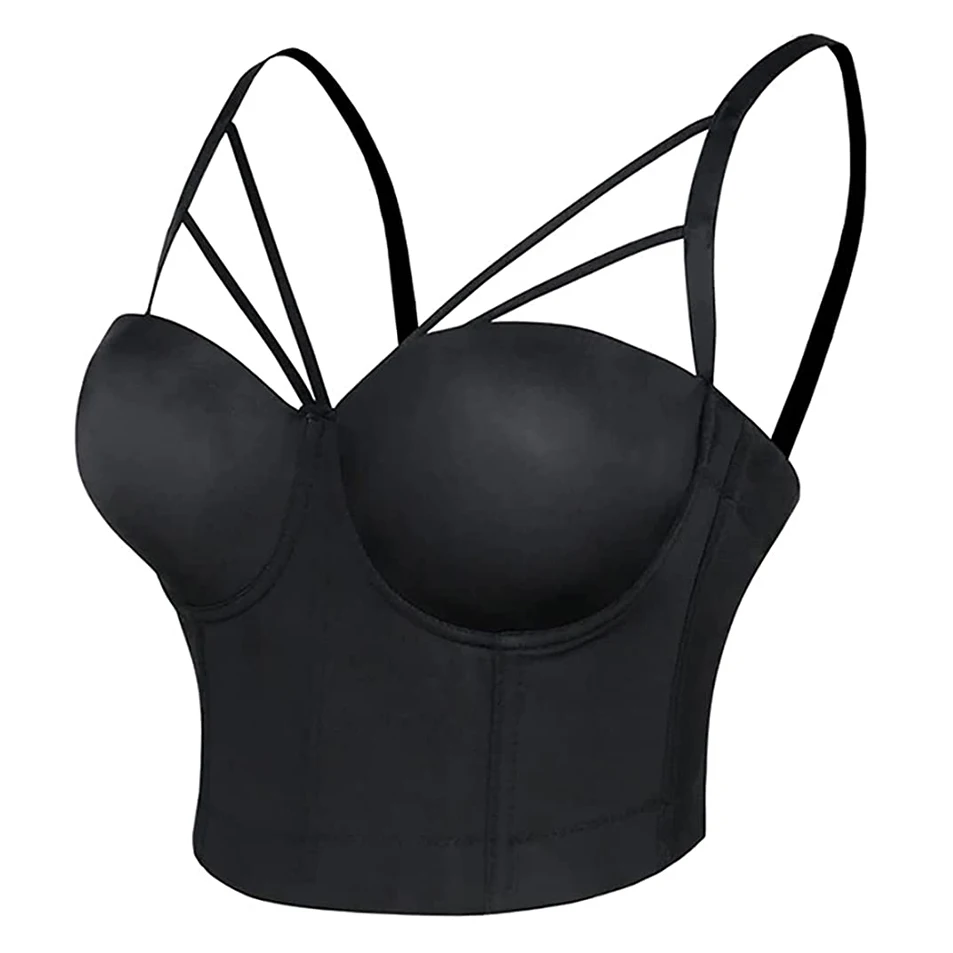 Women's Summer Gothic Bustier Crop Top Sexy Mesh Black Cage Bra Push Up  Club Partywear Cross Cut Corset Drop Shipping - AliExpress