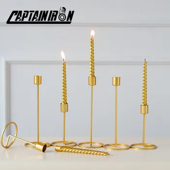 

CAPTAINIRON Gold Candlestick Decorative Iron Column Candle Holder Stand for Home Decor Candle Stick Candelabros Decoration