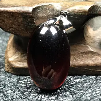 

Real Natural Red Garnet Necklace Pendant For Woman Lady Man 22x14x8mm Oval Beads Silver Crystal Clear Gemstone Jewelry AAAAA