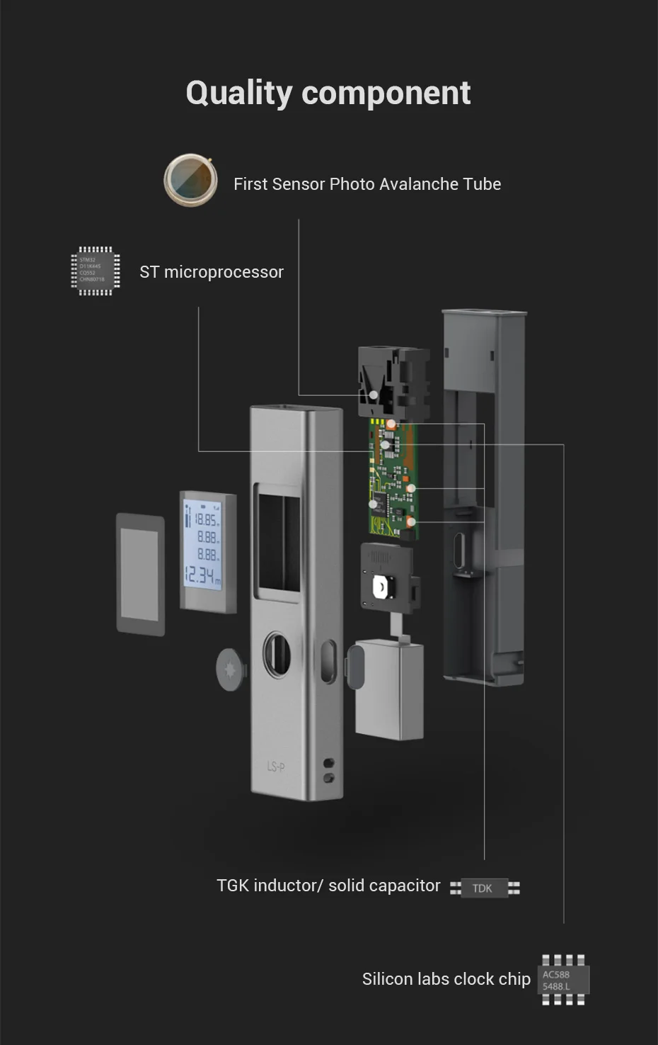Xiaomi Mijia 25 м LS-1 цифровой лазерный дальномер Портативный USB зарядное устройство высокая точность измерения ручной дальномер 40 м LS-P