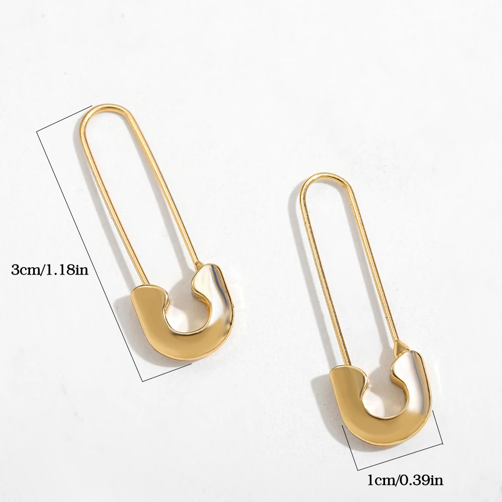 Punk Rock Gold Color Metal Safety Pin Stud Earrings for Women Fashion Paper Clip Piercing Earrings Statement Jewelry Accessories