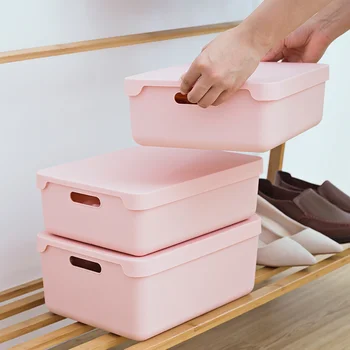 

Sock Storage Boxes Plastic Keeping Box with Cover Dust Proof Underpants Safes Handle Finishing Frame Home Storage Organization