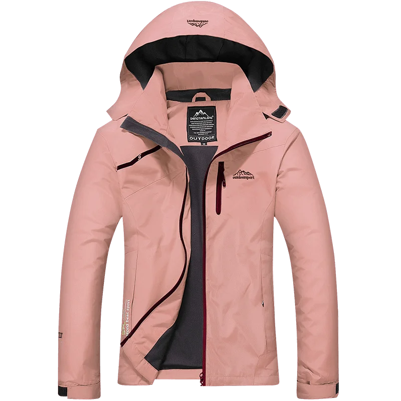 Women's Casual Solid Jacket Waterproof Windbreaker Hooded Coats