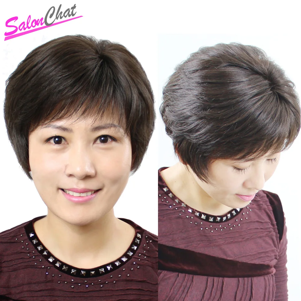 Salonchat Hand Made Remy Human Hair Wigs For Mom Suitable For Hair