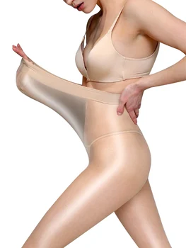 

2020 High Waist Mesh Stocking 6D Thin See Through Sexy Oil Shiny Women Stretch Crotch Detail Pantyhose Solid Color