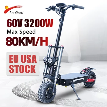 

JS Electric Scooter 3200W Motor Kick Scooter for Adults with Seat 80KM/H 36A Battery Off-road Tire Foldable Electric Skateboard