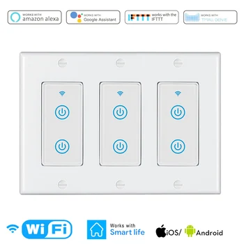 

WiFi Smart Touch Wall Switch ifttt US standard smart switch 220v neutral wire Voice App Control Work with Alexa Google