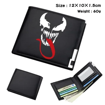 

Movies Venom PU Wallet Short Bifold Photo Card Holder Teenager Men's Leather Black Fashion Casual Purses Otaku Gift