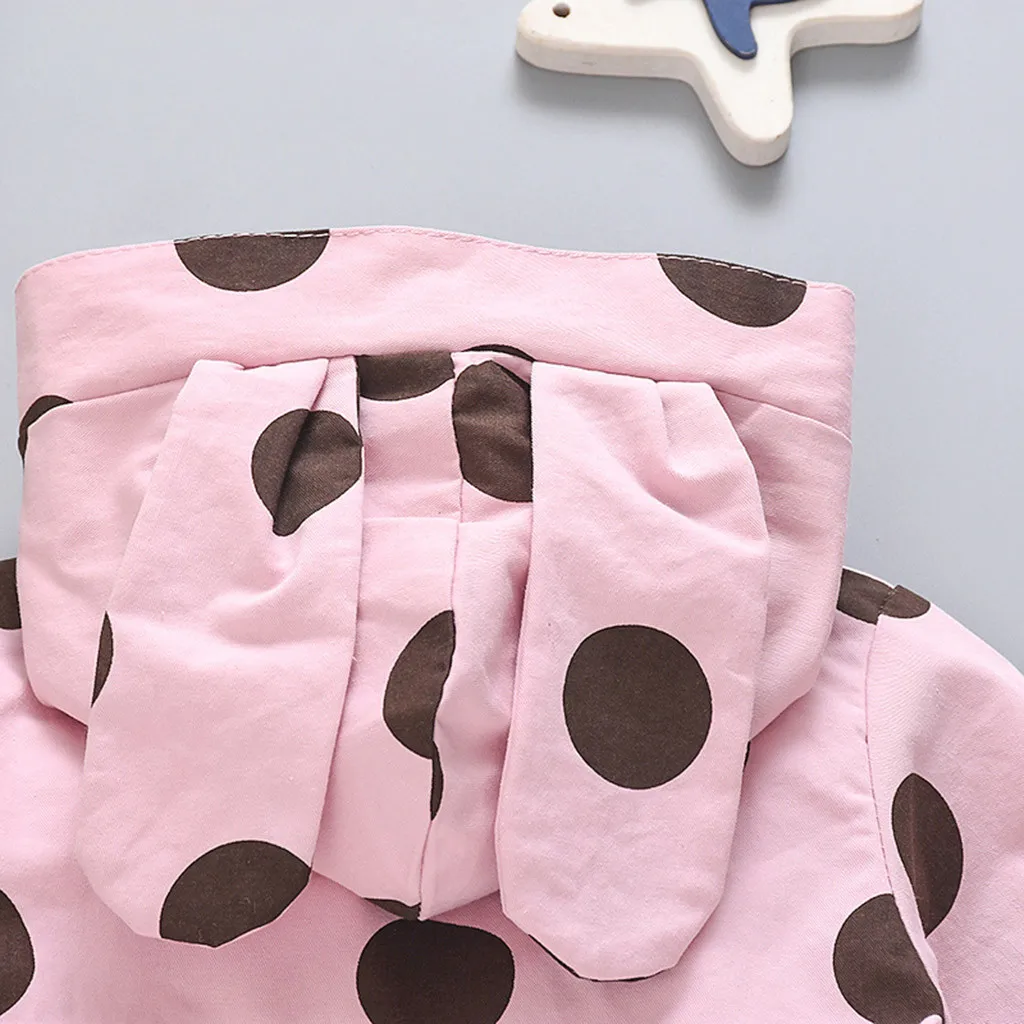 Одежда для новорожденных девочек ветровка в горошек с длинными рукавами и капюшоном Ropa ninana/зимняя повседневная куртка с рюшами для девочек, пальто из хлопка