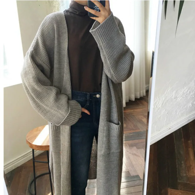 CHRLEISURE Trend женские свитера корейская версия длинный кардиган Осенняя Женская трикотажная куртка для отдыха