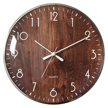 

Hanging Clock Stylish Simple Living Room Mute Large Digital Wood Grain Pocket Watch Mute round Bedroom Clock One Product