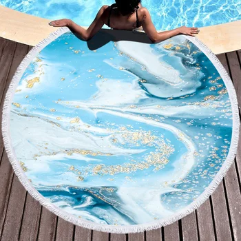 

Style Ocean Style Bath Round Beach Mat With Tassel Serviette Plage Portable Beach Towels Shawl Wrapped Towel Sunscreen Towel