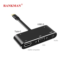 Rankman Typ-C zu 4K HDMI-kompatibel VGA USB 3,0 C Aux Adapter für MacBook Samsung S9 dex Huawei P30 Dock Xiaomi 10 TV Projektor