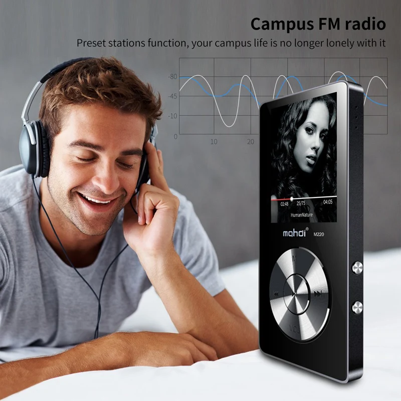 Металлический mp3-плеер без потерь HiFi MP3 музыкальный плеер с высококачественным звуковым динамиком электронная книга fm-радио часы(черный