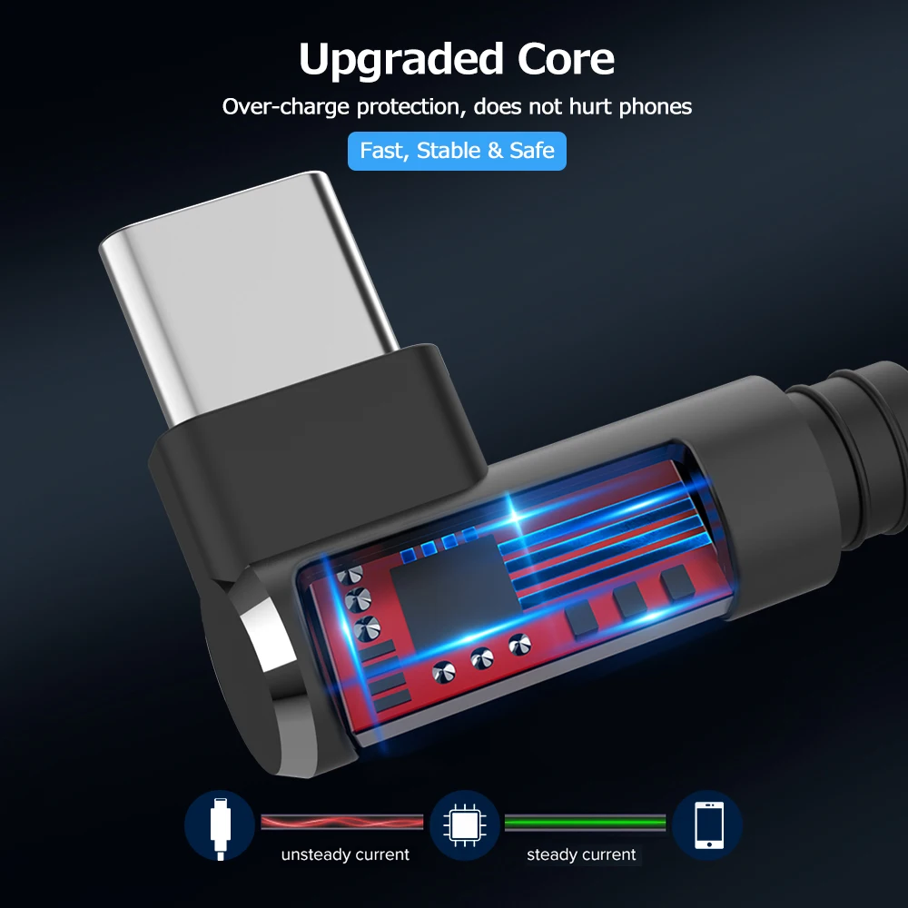 Кабель USB Type C двойной локоть кабель для быстрой зарядки и передачи данных Samsung S8 S9