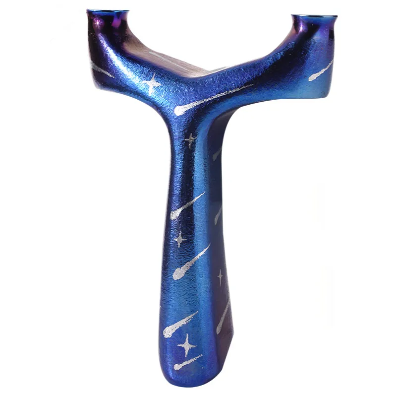 

Professional TC21 Titanium Alloy Slingshot with Flat Rubber Band Outdoor Hunting Shooting Baked Blue Catapult Precision 2021 New