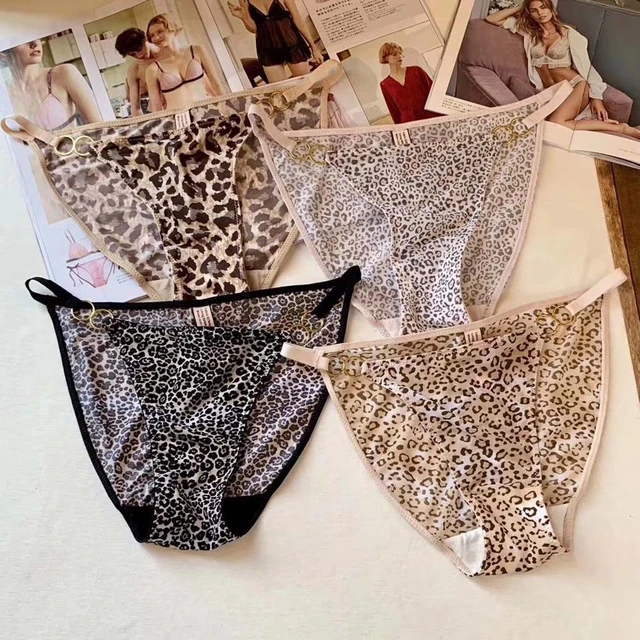 Leopard Print Sexy Underwear Milk Silk Women Lady Panties Triangle Briefs  Thong